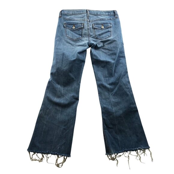 J. Crew Womens Jeans Size 4 City Fit Flare Frayed Hem Blue Denim Casual Y2K - Picture 2 of 16